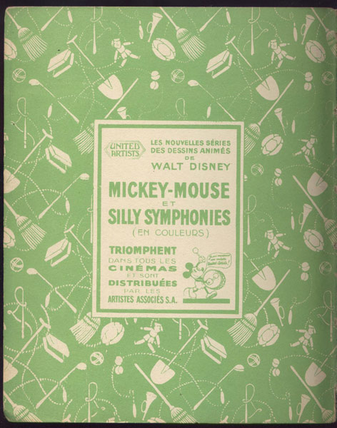 Première contre garde de l'album, illustré de couleur verte, Mickey au far-west, Walt Disney Hachette 1935 numéro 9 sur www.wanted-rare-books.com/disney-mickey.htm