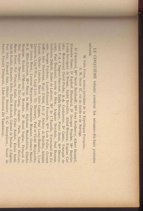 Liste des 78 portraits gravs sur bois par A. Brauer, Quesnel, Sorensen, Prunaire et Leyat, reliure Editeur, 1900, Paris, librairie Henry Floury, sur www.wanted-rare-books.com/angelo-mariani-vin-a-la-coca-du-perou.htm