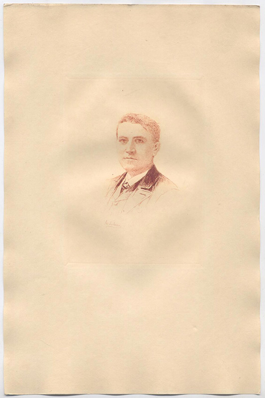 Une des 76 sanguines gravées à l'eau-forte par Lalauze, portrait de Thomas Edison, album mariani, en vente sur www.wanted-rare-books/lalauze-sanguines-eaux-forte-album-mariani-1896.htm